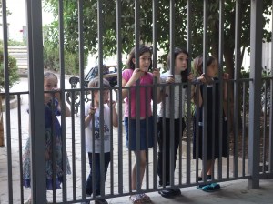 Children waiting for their turn on the castle in Tbilisi, Georgia