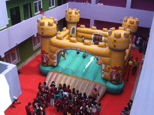 Bouncy castle in the Mother Miracle school in Rishikesh, India